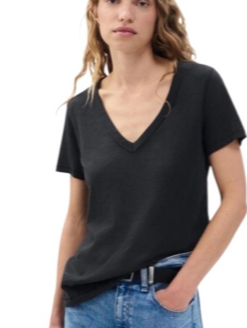 Rag & Bone The Slub Vee V-Neck Black T-shirt